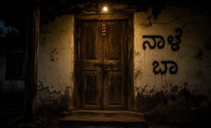 ಕತ್ತಲಿನಲ್ಲಿ ಮೌನವಾಗಿ ನಿಂತ ‘ನಾಳೆ ಬಾ’ ಗೋಡೆ ಬರಹ. Image Source: AI-generated representative image created for illustrative purposes.
